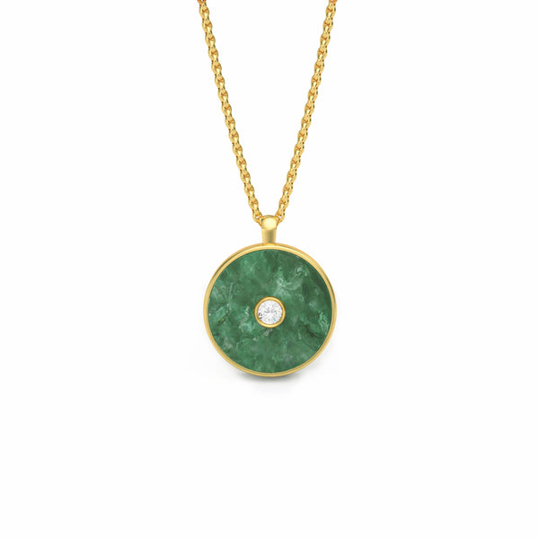 Jade and Diamond Amulet Pendant, 18K Gold