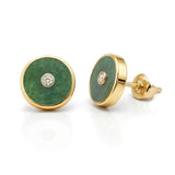 Jade & Diamond Amulet Stud Earrings, 18K Gold