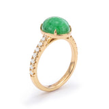 Cabochon Jade & Diamond Ring, 18K Yellow Gold