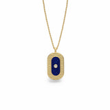 Lapis Lazuli and Diamond Talisman Pendant, Raw Textured 18K Raw Gold