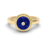 Lapis Lazuli and Diamond Talisman Ring, Raw 18K Yellow Gold