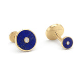 Lapis Lazuli and Diamonds Round Cufflinks, 18K Yellow Gold