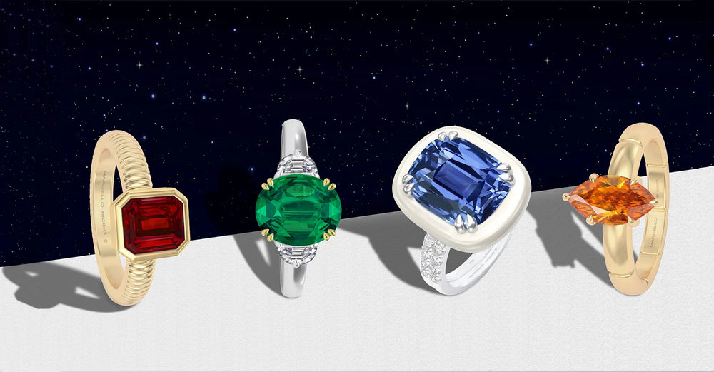 marcello riccio pietra collection coloured gemstones rings