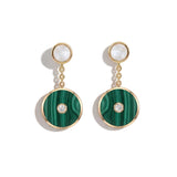 Malachite and Diamond Amulet Drop Earrings, 18K Gold