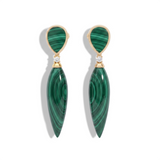 Malachite and Diamond Drop Spike Earrings, 18K Gold