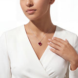 Heart Ruby & Diamonds, 18K White Gold Necklace