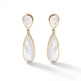 Mother of Pearl and Diamond Teardrop Earrings, 18K Gold