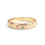 Raw Multi-Gemstones Ring in Textured 18ct Gold