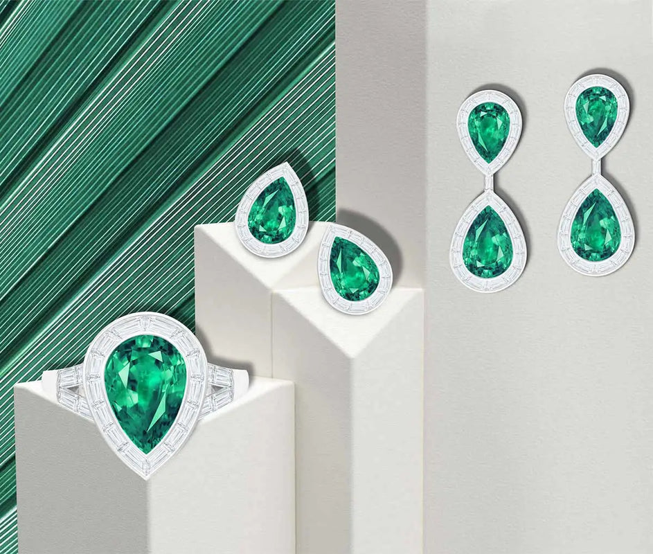 marcello riccio emerald and diamonds pear shape collection 