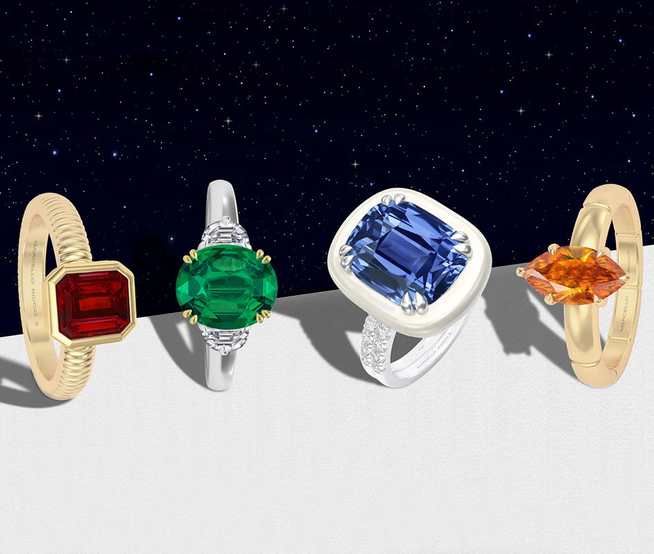marcello riccio pietra collection coloured gemstones rings