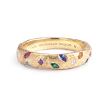 Raw Multi-Gemstones Ring in 18K Textured Gold
