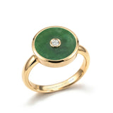 Jade and Diamond Amulet Ring, 18K Yellow Gold