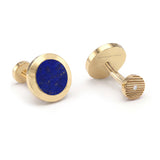 Lapis Lazuli and Diamonds Round Cufflinks, 18K Yellow Gold