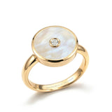 Mother of Pearl and Diamond Amulet Earrings, 18K Gold on model