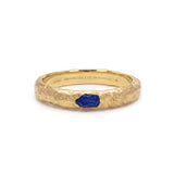 Raw Sapphire Solitaire Ring in Textured 18ct Gold