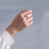 raw gemstones Solitaire Ring in Textured 18ct Gold nomad collection Marcello