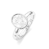 Oval Diamond Solitaire Bezel Set Ring in Platinum