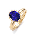 Oval Tanzanite Solitaire Engagement Ring, 18K Yellow Gold