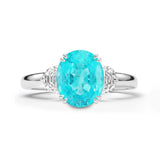 Neon Paraiba Tourmaline Oval & Diamonds Engagement Ring in 950 Platinum
