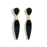 Onyx and Diamond Drop Spike Earrings, 18K Gold