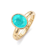 Oval Paraiba Tourmaline Engagement Ring, 18K Yellow Gold