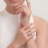 Oval Neon Paraiba Tourmaline and Diamond Ring, 18K White Gold