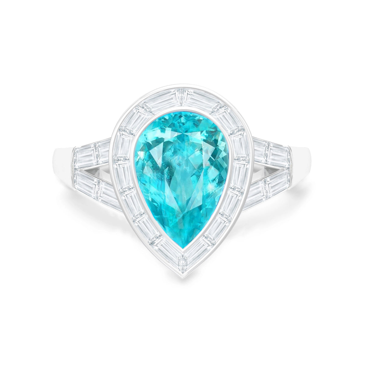 Pear Paraiba Tourmaline & Diamond Ring, 950 Platinum