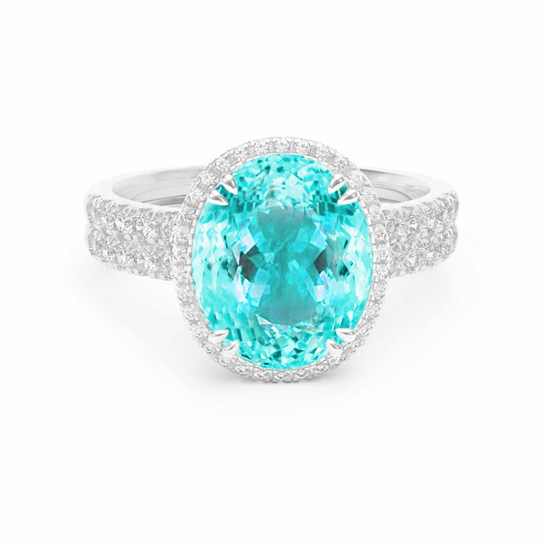 Oval Paraiba Tourmaline & Diamond Engagement Ring, Platinum