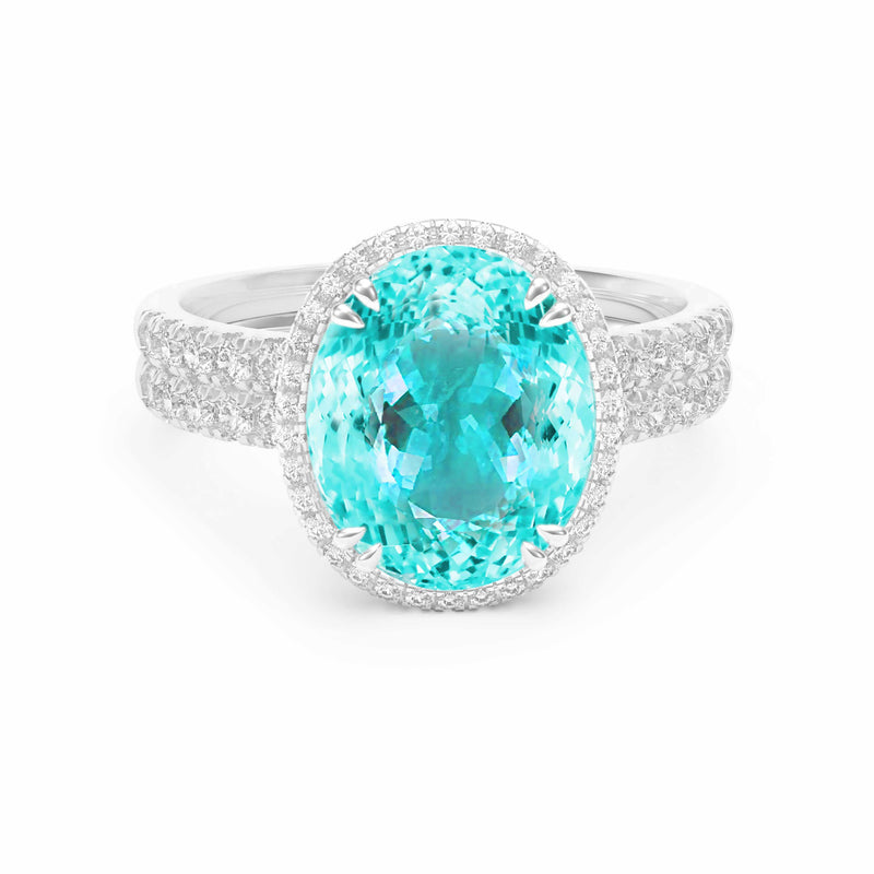 Oval Paraiba Tourmaline & Diamond Engagement Ring, Platinum