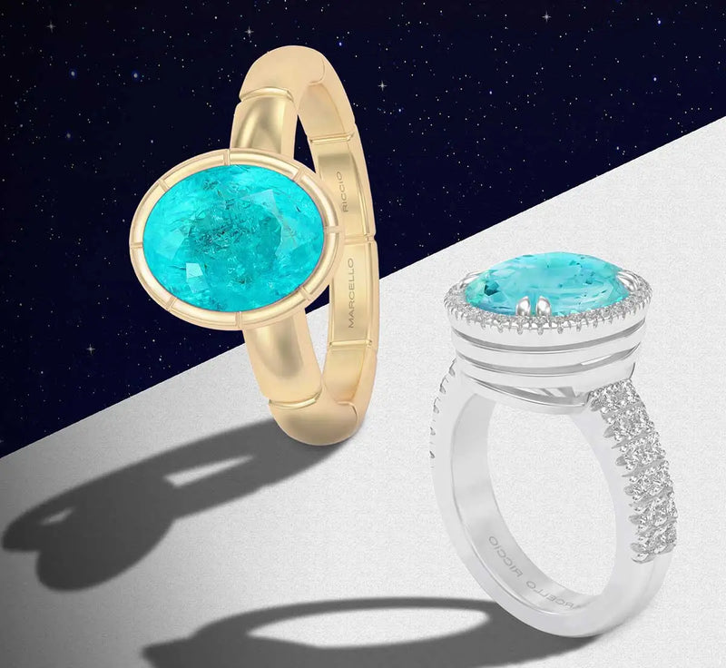 Paraiba tourmaline collection rings