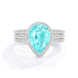 Pear Neon Paraiba Tourmaline & Diamond Ring, 950 Platinum