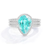 Pear Neon Paraiba Tourmaline & Diamond Ring, 950 Platinum