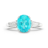 Neon Paraiba Tourmaline Oval & Diamonds Engagement Ring in 950 Platinum