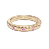 Pink Sapphire Bezel Set Textured Eternity Ring, 18K Yellow Gold