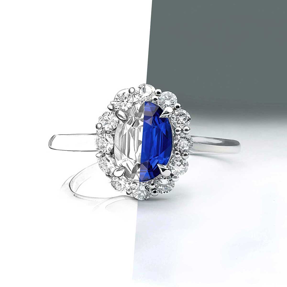 blue sapphire custom made bespoke ring sketch