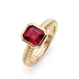 Ruby Bezel Set Solitaire, 18K Yellow Gold