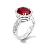 Oval Ruby and Diamond Cocktail Ring, Platinum