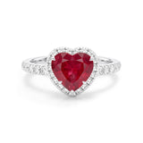 Heart Ruby & Diamonds Ring, 18K White Gold