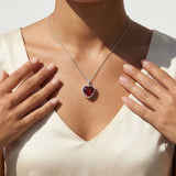 Heart Ruby & Diamonds, 18K White Gold Necklace
