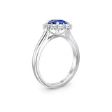 Oval Sapphire and Diamond Halo Ring, 950 Platinum