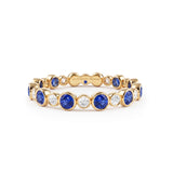Blue Sapphire & Diamond Bezel Set Eternity Ring, 18K Gold