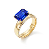 Blue Sapphire and Diamond Cocktail Ring, 18K Yellow Gold