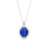 Oval Sapphire and Diamond necklace, 18K White Gold
