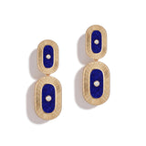 Lapis Lazuli and Diamond Talisman Earrings, Raw Textured 18K Raw Gold