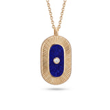 Lapis Lazuli and Diamond Talisman Pendant, Raw Textured 18K Raw Gold