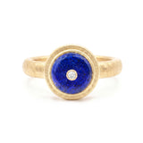 Lapis Lazuli & Diamond Talisman Stud Earrings,18K Raw Gold