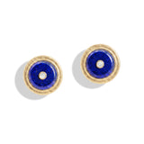 Lapis Lazuli & Diamond Talisman Stud Earrings,18K Raw Gold