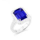 Tanzanite and Diamond Engagement Ring, 18K White Gold
