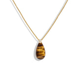 Tiger Eye & Diamond Teardrop Necklace