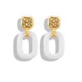 White Agate Drop Earrings, 18K Raw Gold